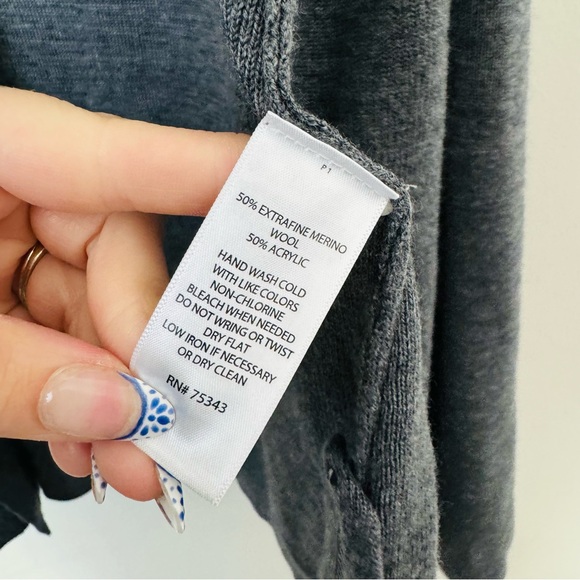 St. Tropez west gray long vest cardigan extra fine merino wool blend woman’s M - Picture 7 of 9